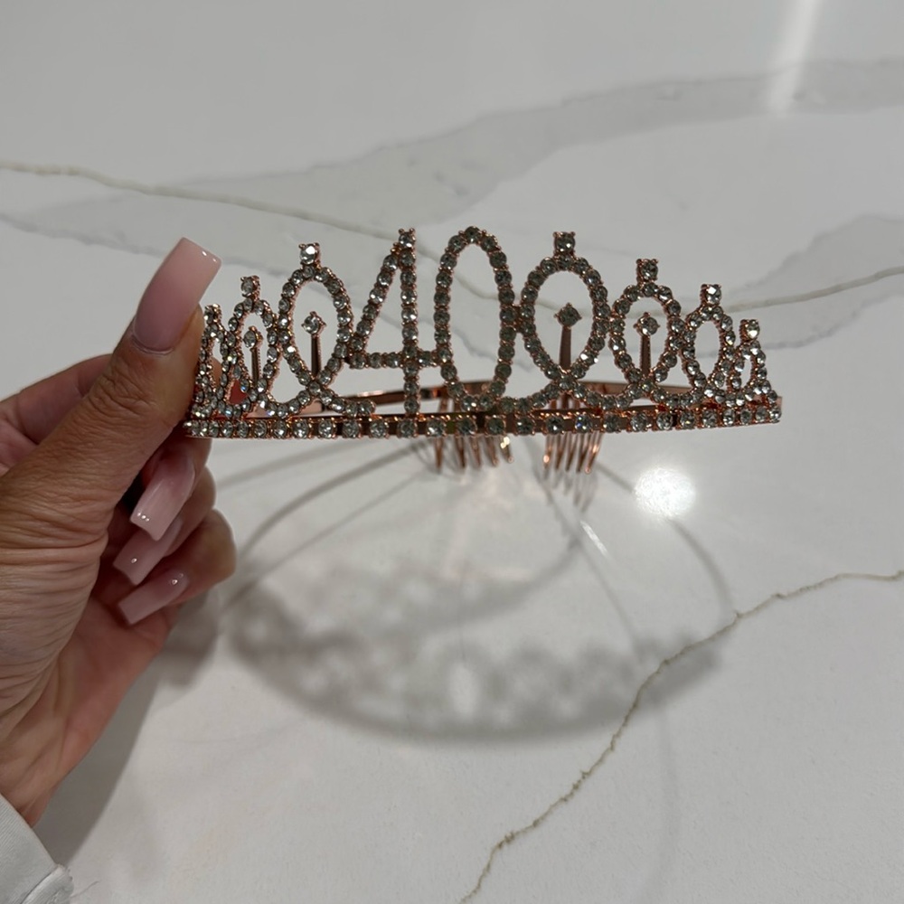 40th Birthday Rose Gold Clip Crown. Never Worn!